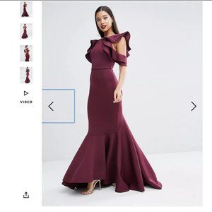 NWT ASOS ASOS RED CARPET Scuba Ruffle Fishtail Dress